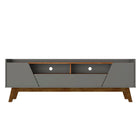 Manhattan Comfort Marcus Mid-Century Modern 71" TV Stand in Dark Sage Gray and Brown