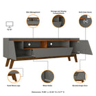 Manhattan Comfort Marcus Mid-Century Modern 71" TV Stand in Dark Sage Gray and Brown