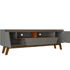 Manhattan Comfort Marcus Mid-Century Modern 71" TV Stand in Dark Sage Gray and Brown