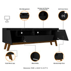 Manhattan Comfort Marcus Mid-Century Modern 71" TV Stand in Black