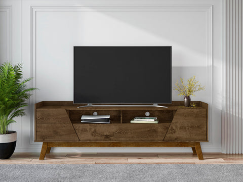 Manhattan Comfort Marcus Mid-Century Modern 71" TV Stand in Rustic Brown