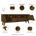 Manhattan Comfort Marcus Mid-Century Modern 71" TV Stand in Rustic Brown