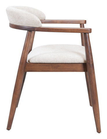 Zuo Goka Dining Chair Beige & Walnut