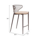 Zuo Silues Counter Stool (Set of 2) Taupe & Brown