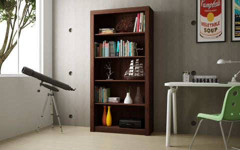 Manhattan Comfort Olinda Mid-Century Modern 36" Open Bookcase in Walnut Brown (5-Shelf)