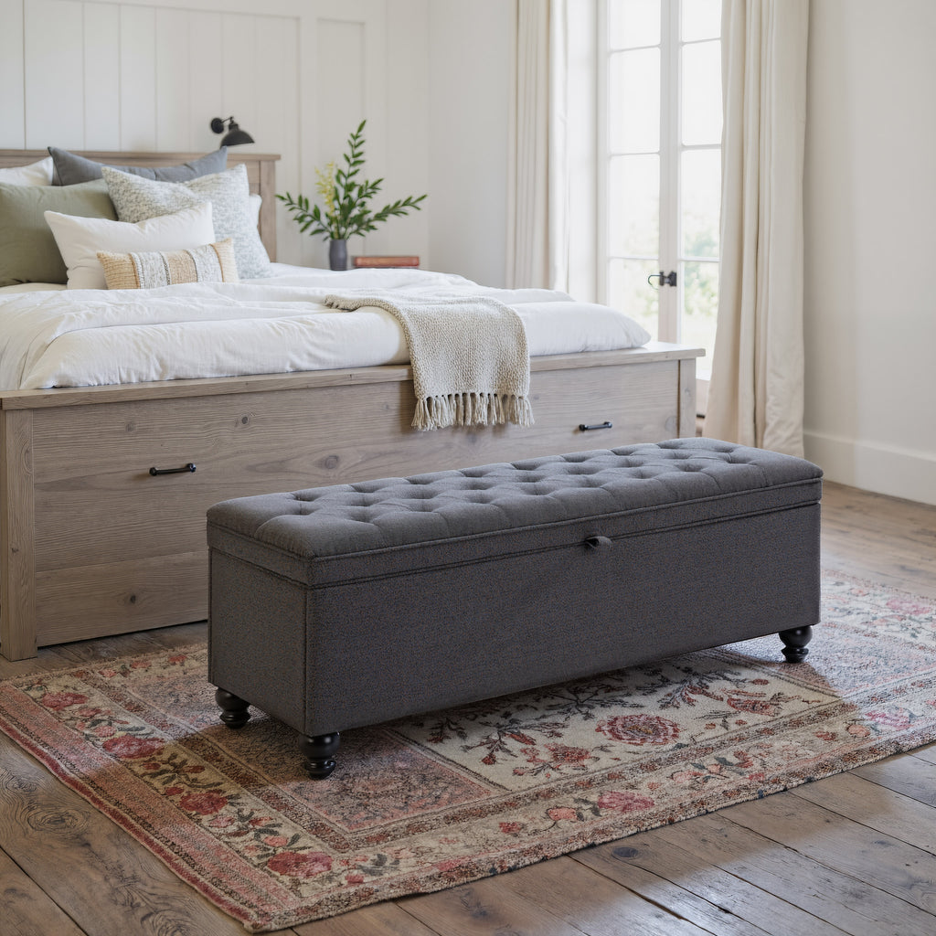 Zuo Halifax Storage Bench Gravel Gray