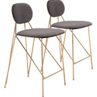 Zuo Georges Counter Stool (Set of 2) Gray & Gold