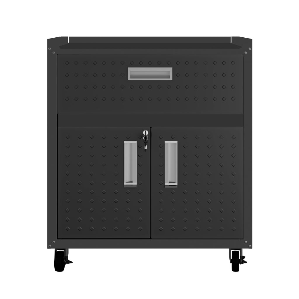 Manhattan Comfort Fortress Modern 30" Rolling Garage Cabinet in Charcoal Gray