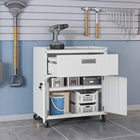 Manhattan Comfort Fortress Modern 30" Rolling Garage Cabinet in White - 2GMCC-WH