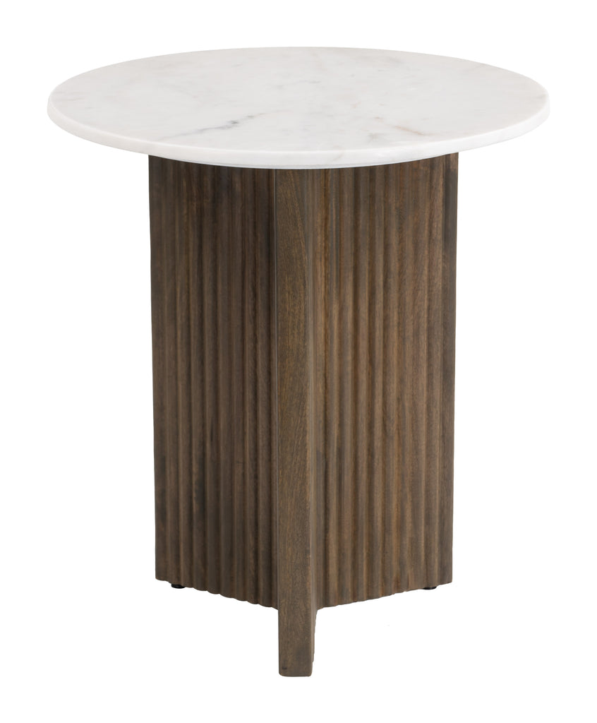 Zuo Tailo Side Table White & Brass