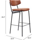 Zuo Charon Barstool (Set of 2) Vintage Brown