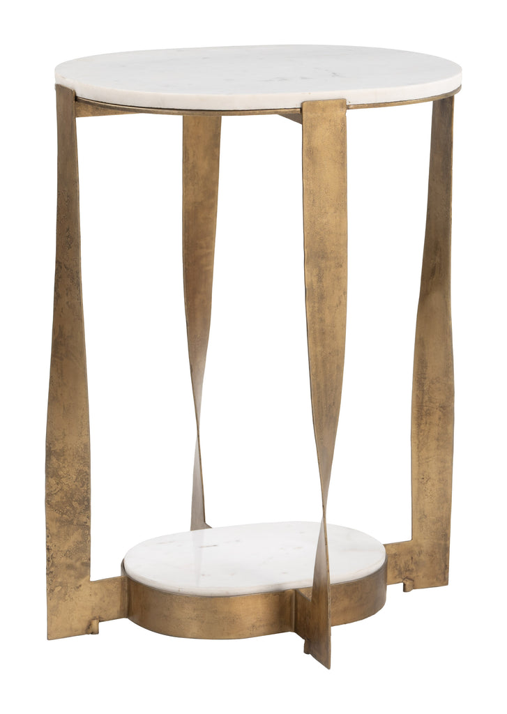Zuo Orion Accent Table White & Brass