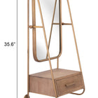 Zuo Peralta Mirror Shelf Brass & Brown