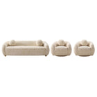 Manhattan Comfort Tribeca Mid-Century Modern 3-Piece Sofa Set in Cream