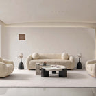 Manhattan Comfort Tribeca Mid-Century Modern 3-Piece Sofa Set in Cream