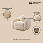 Manhattan Comfort Tribeca Mid-Century Modern 3-Piece Sofa Set in Cream