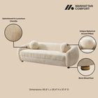 Manhattan Comfort Tribeca Mid-Century Modern 3-Piece Sofa Set in Cream