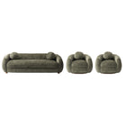 Manhattan Comfort Tribeca Mid-Century Modern 3-Piece Sofa Set in Olive Green