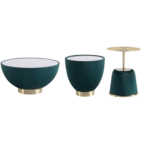 Manhattan Comfort Anderson Modern 3-Piece Coffee Table & End Table Set in Green