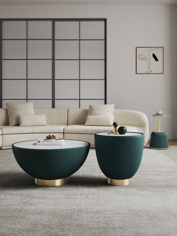Manhattan Comfort Anderson Modern 3-Piece Coffee Table & End Table Set in Green