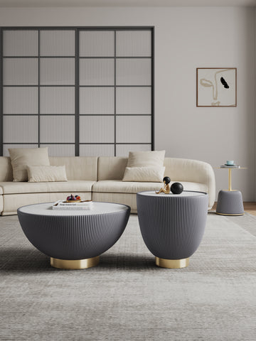 Manhattan Comfort Anderson Modern 3-Piece Coffee Table & End Table Set in Gray