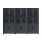 Manhattan Comfort Jodie Mid-Century Modern 31" Bookcase Cabinet in Charcoal Gray (6-Shelf) - Set of 3