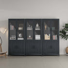 Manhattan Comfort Jodie Mid-Century Modern 31" Bookcase Cabinet in Charcoal Gray (6-Shelf) - Set of 3