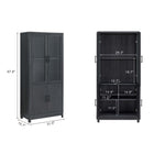Manhattan Comfort Jodie Mid-Century Modern 31" Bookcase Cabinet in Charcoal Gray (6-Shelf) - Set of 3