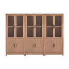 Manhattan Comfort Jodie Mid-Century Modern 31" Bookcase Cabinet in Maple (6-Shelf) - Set of 3
