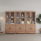 Manhattan Comfort Jodie Mid-Century Modern 31" Bookcase Cabinet in Maple (6-Shelf) - Set of 3