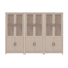 Manhattan Comfort Jodie Mid-Century Modern 31" Bookcase Cabinet in Whitewashed Oak (6-Shelf) - Set of 3