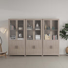 Manhattan Comfort Jodie Mid-Century Modern 31" Bookcase Cabinet in Whitewashed Oak (6-Shelf) - Set of 3