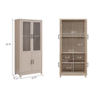 Manhattan Comfort Jodie Mid-Century Modern 31" Bookcase Cabinet in Whitewashed Oak (6-Shelf) - Set of 3
