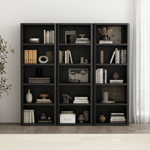 Manhattan Comfort Rivington Modern 28" Open Bookcase in Black - Set of 3