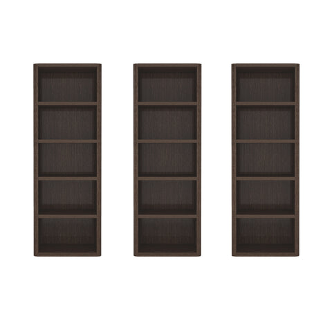 Manhattan Comfort Rivington Modern 28" Open Bookcase in Dark Walnut - Set of 3