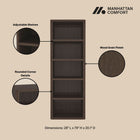 Manhattan Comfort Rivington Modern 28" Open Bookcase in Dark Walnut - Set of 3