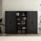 Manhattan Comfort Rivington Modern 38" Bookcase Cabinet in Black - Set of 3 - 3-BC004-BK
