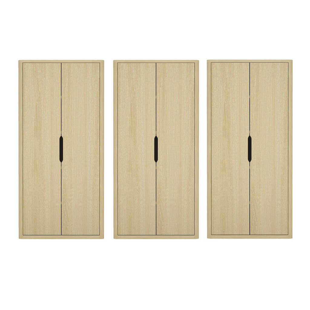 Manhattan Comfort Rivington Modern 38" Bookcase Cabinet in Natural Oak - Set of 3