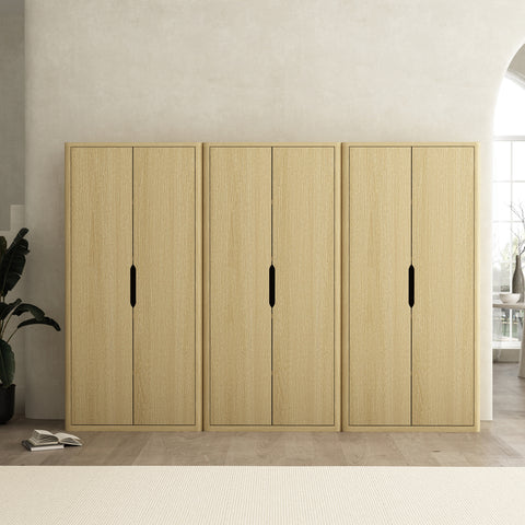 Manhattan Comfort Rivington Modern 38" Bookcase Cabinet in Natural Oak - Set of 3