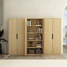 Manhattan Comfort Rivington Modern 38" Bookcase Cabinet in Natural Oak - Set of 3 - 3-BC004-NA