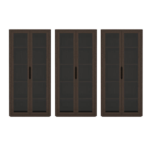 Manhattan Comfort Rivington Modern 38" Bookcase Cabinet in Walnut - Set of 3