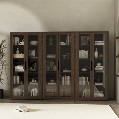 Manhattan Comfort Rivington Modern 38" Bookcase Cabinet in Walnut - Set of 3