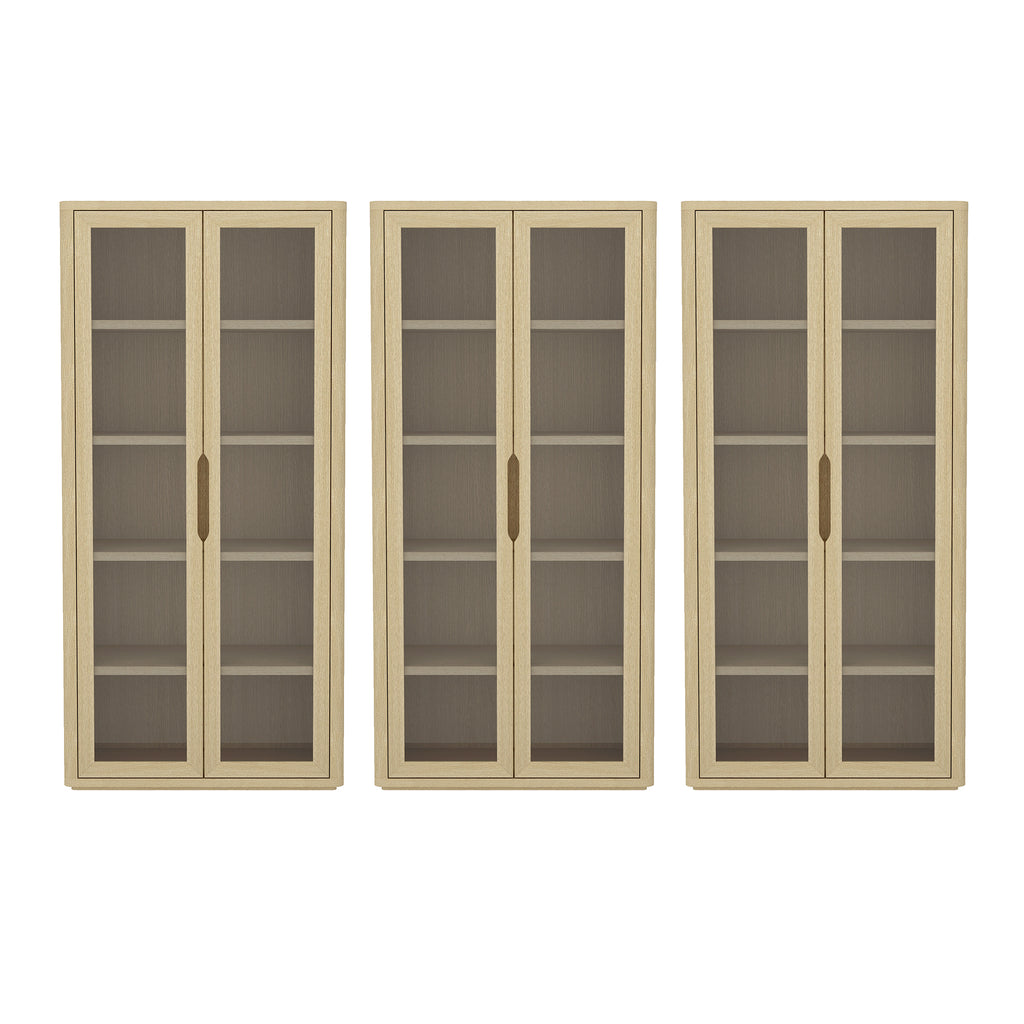 Manhattan Comfort Rivington Modern 38" Bookcase Cabinet in Natural Oak - Set of 3