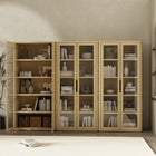 Manhattan Comfort Rivington Modern 38" Bookcase Cabinet in Natural Oak - Set of 3 - 3-BC005-NA