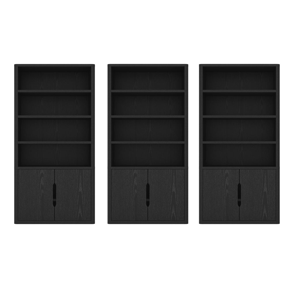 Manhattan Comfort Rivington Modern 40" Bookcase Cabinet in Black - Set of 3