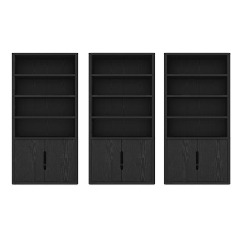 Manhattan Comfort Rivington Modern 40" Bookcase Cabinet in Black - Set of 3