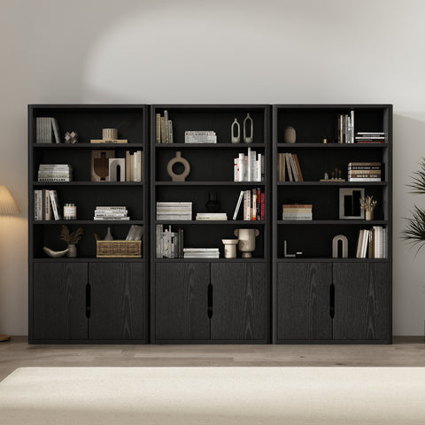 Manhattan Comfort Rivington Modern 40" Bookcase Cabinet in Black - Set of 3