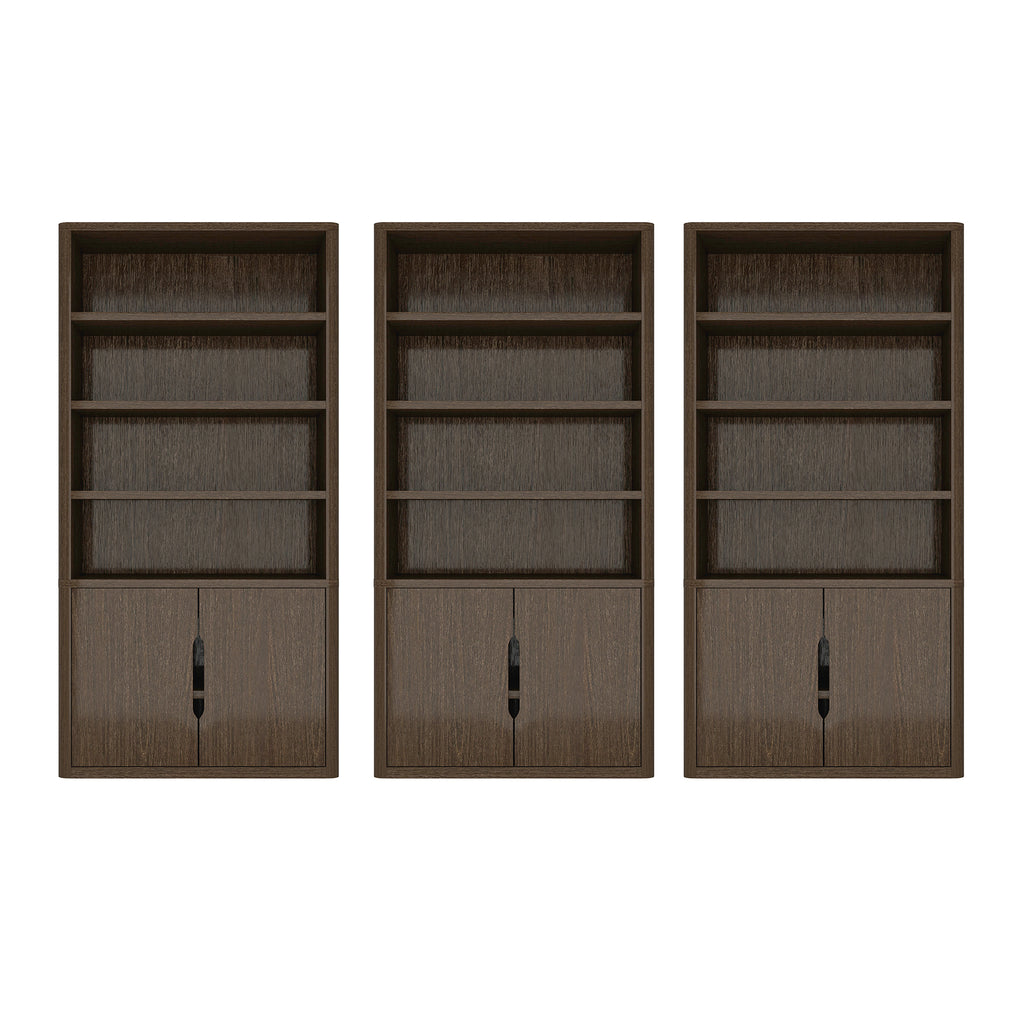 Manhattan Comfort Rivington Modern 40" Bookcase Cabinet in Walnut - Set of 3