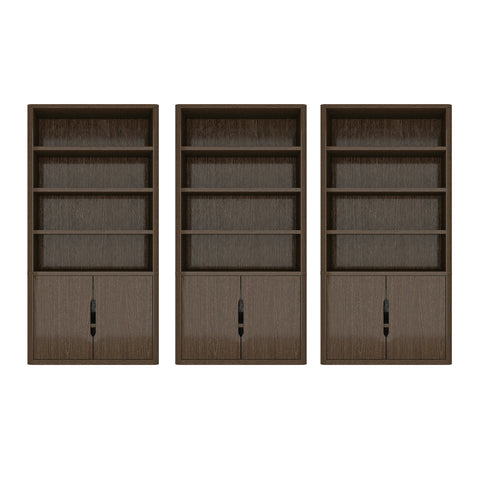 Manhattan Comfort Rivington Modern 40" Bookcase Cabinet in Walnut - Set of 3