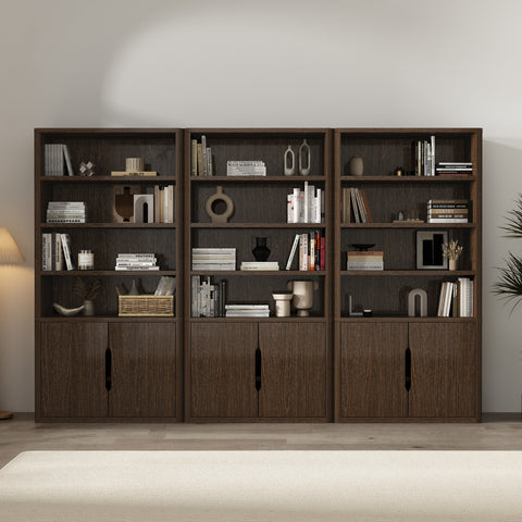 Manhattan Comfort Rivington Modern 40" Bookcase Cabinet in Walnut - Set of 3